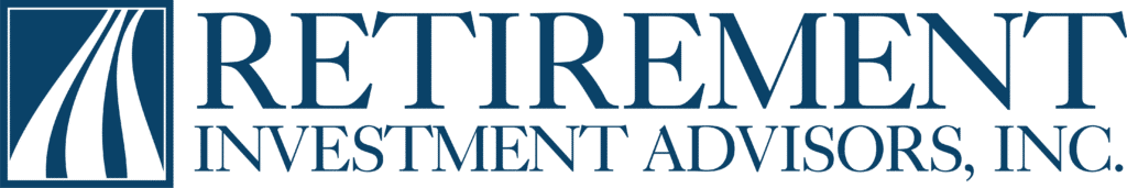 This is the logo of Retirement Investment Advisors, Inc. It features the company’s name in a bold, serif font with a blue color scheme. To the left, there’s a square graphic resembling a stylized road or pathway, symbolizing guidance, direction, and planning—likely representing the firm’s focus on helping clients navigate their journey toward retirement.